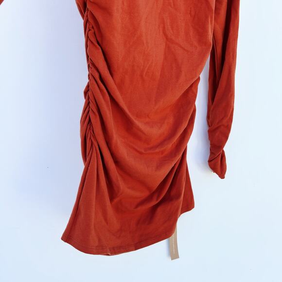 New Reformation Lucio Knit Bodycon Long Sleeve Rust Dress Short Medium Orange - Picture 7 of 10